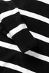 Striped O-Ring Zip Front Collared Drop Shoulder Long Sleeve Sweater Dress